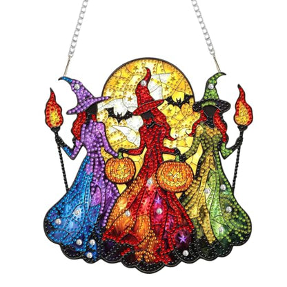 Witch Hanging Diamond Art Kits for Adults, Diamond Painting Suncatchers - color: Witch