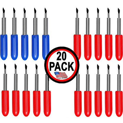 Craft Blades German Carbide Bulk Packs Deep Point (20 Pack - 15 Standard & 5 Deep Point) - color: red/blue German Carbide