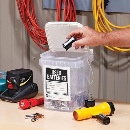 PIG Battery Disposal Container | Used Dry-Cell Battery Storage | 2 Gallon Capacity | PMB30595