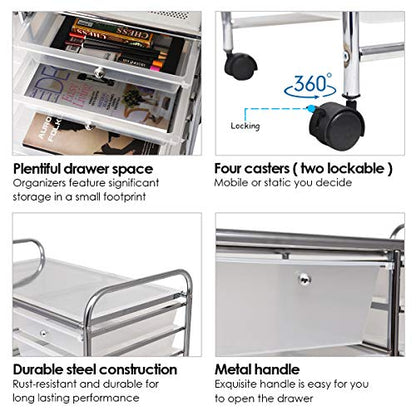 RELAX4LIFE 15-Drawer Rolling Storage Drawer Cart Organizer - color: Clear, style: 15 Drawers-34.5"