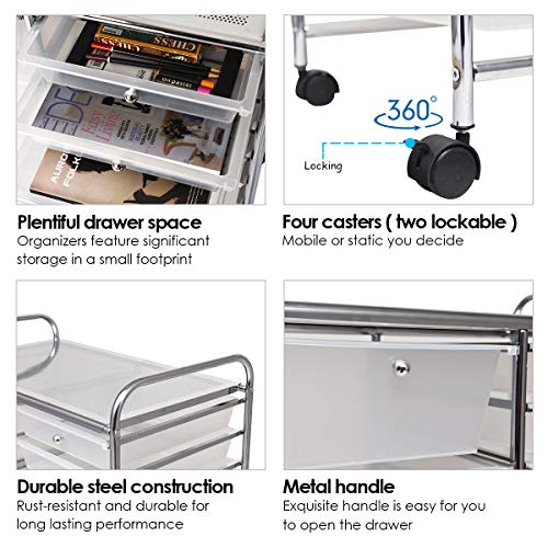 RELAX4LIFE 15-Drawer Rolling Storage Drawer Cart Organizer - color: Clear, style: 15 Drawers-34.5"