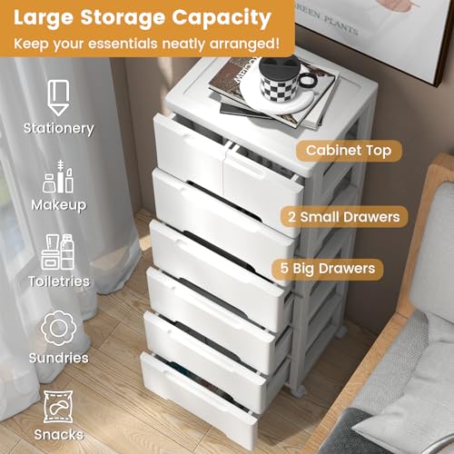 LOKO 7-Drawer Plastic Rolling Storage Cart (16"x13"x45") - size: 16”x13"x45” (7 Drawers)