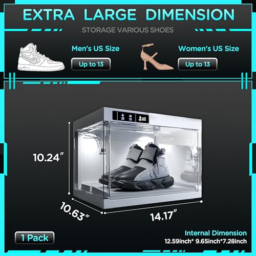 ANTBOX Shoe Organizer LED Smart Control,Auto-Shoe Boxes Clear Plastic Stackable for Sneaker Display Case and Collection Crate,Auto-Opening Shoe Storage Box (1pack) White - size: 1pack