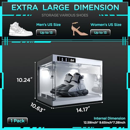ANTBOX Shoe Organizer LED Smart Control,Auto-Shoe Boxes Clear Plastic Stackable for Sneaker Display Case and Collection Crate,Auto-Opening Shoe Storage Box (1pack) White - size: 1pack