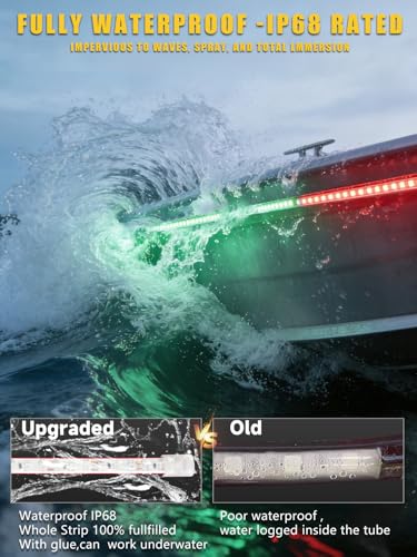 YM E-Bright Marine LED Navigation Light Strips, 24inch Red Green 12V 4PCS - color: 2 Pcs Green+2 Pcs Red, size: 24 inch