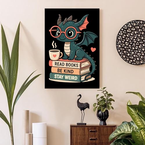 Gemozaic Framed Paint by Numbers Kit for Adults - Black Dragon & Books - color: BKH2557