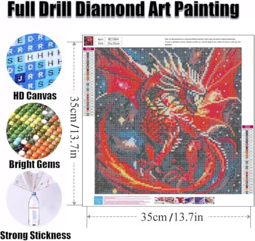 Ekuxom 3 Pack Diamond Art Kits for Adults-Dragon Diamond Painting Kits - color: 3pack-Dragon