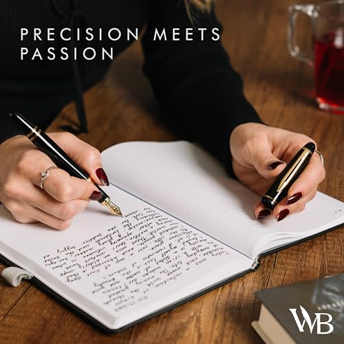 Wordsworth & Black Majesti Fountain Pen Set for Writing, Medium Nib - color: Black Gold, style: Medium Nib