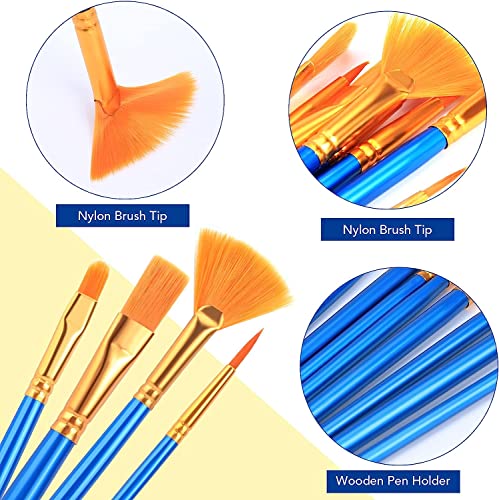 AROIC Acrylic Paint Brush Set, 30 pcs Nylon Hair Paint Brushes - size: 30pcs-blue