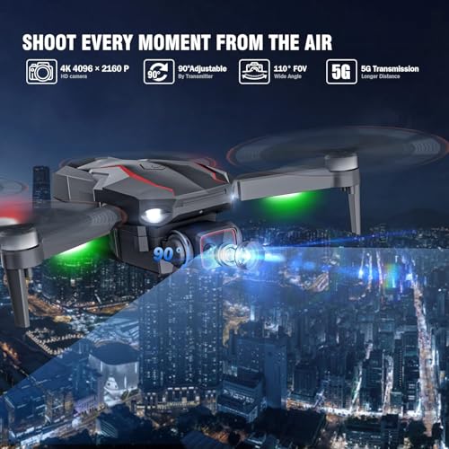 GPS Drone with Camera 4K for Adults,2PCS Batteries 60Mins Flight Time and Carrying Case,Gift for Men,Easy Fly Quadcopter for Beginners with Optical Flow Positioning