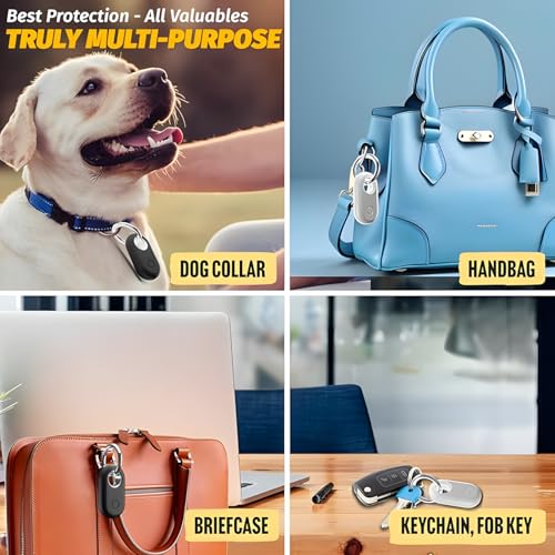 Smart Tag 2 Case Compatible with Samsung Galaxy SmartTag2 Holder, Anti Lost Secure Keyring for Keys Pet Collar Luggage Bag Travel, Full Cover Protective SmartTag 2 Keychain, 4-Pack Black/Blue