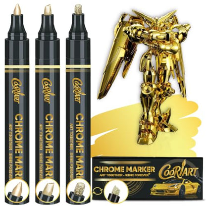 3PK Liquid Gold Chrome Paint Markers, Metallic Mirror Gold Pens