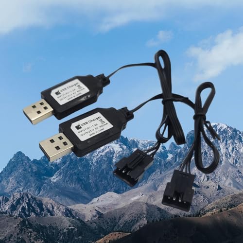 SM-4P USB Charger Cable Replacement for RC Car, RC Boat 7.4V Charger Plug, USB Charging Cable - 2Pack
