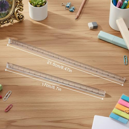 2 Pack Transparent Triangle Ruler Plastic Clear 15cm Measuring Tool Pocket Size Ruler Metric Rulers Small Architectural Scale Rulers Drafting Tools for Office and School