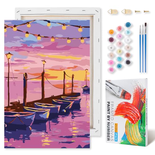 Kalonyth Boat Framed Paint by Numbers Kit for Adults Beginner 8x12 inch - color: Frame-OP-US02