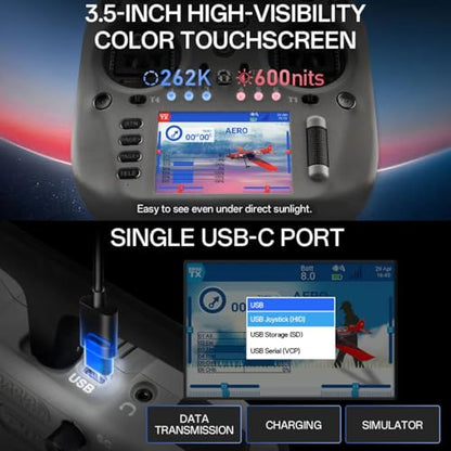 Radiomaster TX15 Radio Controller 2.4GHz 16 Channel EdgeTX Radio Transmitter, with V5.0 Hall Gimbals/3.5" IPS Touchscreen, Fits FPV Drones/Multirotors/RC Helicopter/Car Boats, Mode 2 (Blue) - color: Blue