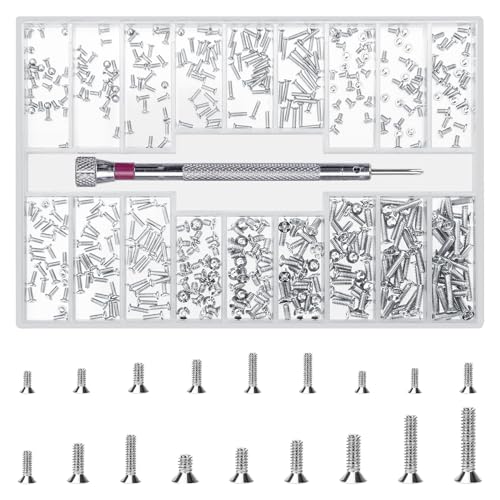 500 Pcs Laptop Screws, M1.2/M1.4/M2 Small Mini Micro Tiny Screws for Electronics, Computer Replacement Screw for Glasses Watch SSD M.2 Hard Drive Repair Screw(Silver) （M） - color: Silver countersunk head
