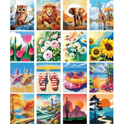 AmazingSpark 16 Pcs Pre Drawn Canvas to Paint for Adults Spring and Summer - style: Spring and Summer