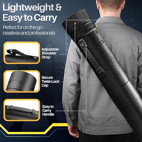 Flexzion Extra Large Poster Tube with Strap, Telescoping 30-54 in - size: Extra Large