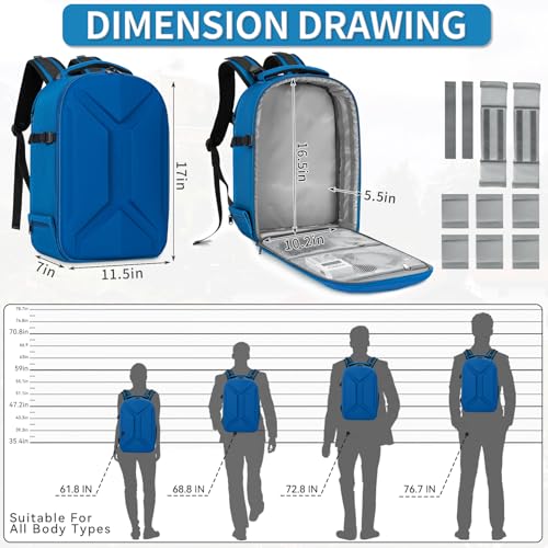 TORIBIO Large Hardshell Camera Backpack DSLR/SLR/Mirrorless Photography Bag - color: Blue