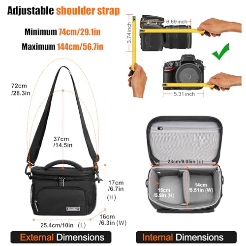 Cwatcun Camera Sling Bag, Waterresistant Crossbody Case for DSLR/Mirrorless - size: M