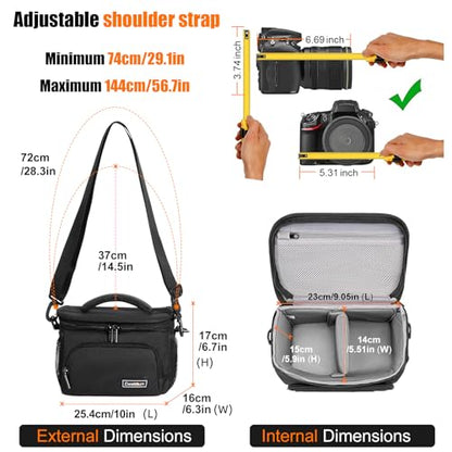 Cwatcun Camera Sling Bag, Waterresistant Crossbody Case for DSLR/Mirrorless - size: M