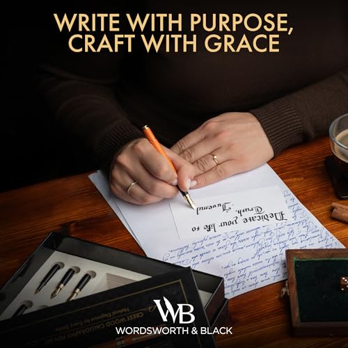 Wordsworth & Black Luxury Bamboo Cherry Calligraphy Pen Set, 6 Nibs - color: Cherry Wood