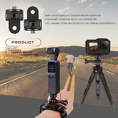 Niewalda 1/4"-20 Aluminum Camera Tripod Mount Adapter for Gorpo,2PCS - color: silver black