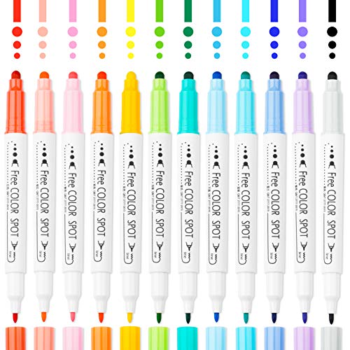 NiArt 12 Dual Tip Dot Markers, Quick-Dry for Art Journaling, 0.5mm-3mm