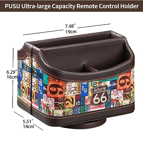 PU Leather 360° Rotatable Remote Control Holder,Nightstand TV Remote Caddy - color: highway
