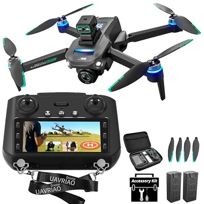 4K UHD GPS Smart Drone with Camera for Adults, 5.9" Screen Remote Controller with Obstacle Avoidance, Auto Return Home, Follow Me, 60 Mins Flight, Foldable FPV Quadcopter for Beginners, 2 Batteries Included