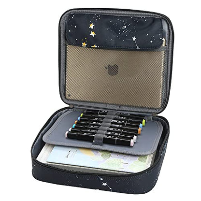 Multi-Functional Zipper Pencil ipad case w/Handle and Zippered Pocket - color: Milky way