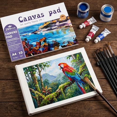 Canvas Paper Pad for Acrylic Painting, Oil Painting & Drawing, 10 Sheets