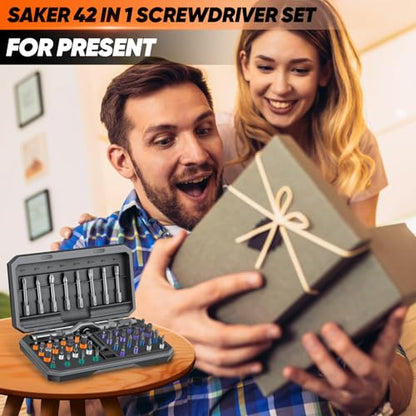 Saker 42-in-1 Magnetic Ratchet Screwdriver Set With T-Handle Grey - color: Grey