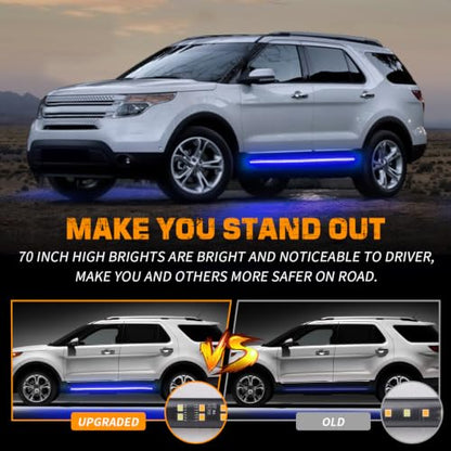 XRIDONSEN 2PCS 60 inch Blue Running Board Emergency Lights Strip - color: Blue