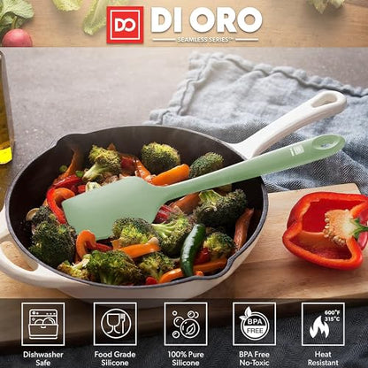 DI ORO Large Silicone Spatula - 600F Heat Resistant, Sage - color: Sage