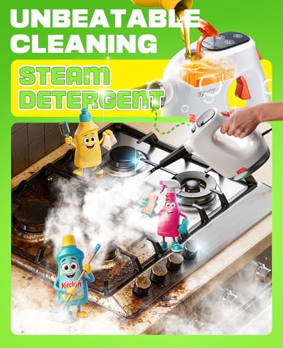 POPCHOSE Portable Handheld Steam Cleaner with Detergent Dispenser - color: WhiteOrange