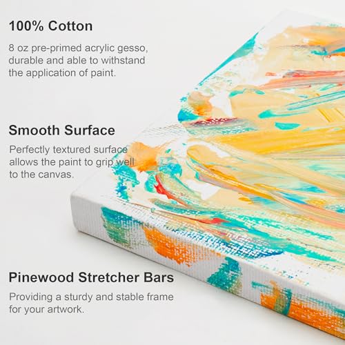 AUREUO Mini Stretched Canvas - 2x3 Inch/24 Pack - 2/5 Inch Profile Small Square Canvas - Gift Set Bulk Pack Canvases for Acrylic Painting & Craft - size: 2"x3"
