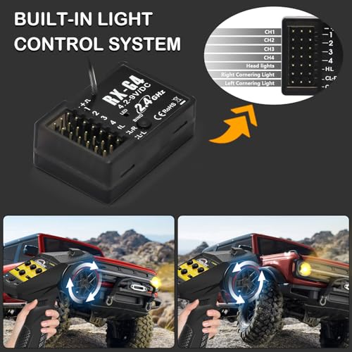 RC Remote Control 4CH 2.4G Transmitter with Receiver and Lanyard for RC Car Crawler Boat, Yellow - color: Yellow