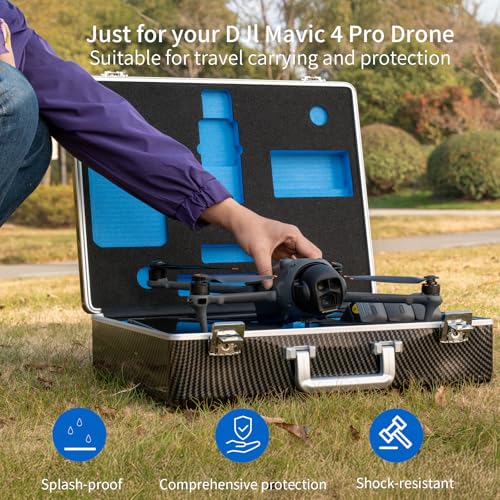Drone Carrying Case for DJI Mavic 4 Pro/Creator Combo, Portable Hard Shell Storage Case with Custom Foam, Compatible with RC Pro 2/RC 2 Remote Controller, Charging Hub, Batteries and Accessories