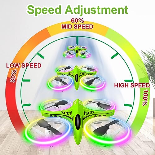 Dwi Dowellin Mini Drone for Kids Crash Proof LED Night Lights One Key Take Off Landing Flips RC Remote Control Small Flying Toys Drones for Beginners Boys and Girls Adults Nano Quadcopter, Green - color: Green