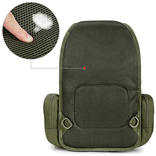 G4Free Large Tactical EDC Sling Bag, Adjustable Holder Backpack for Men - color: New Army Green