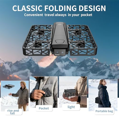 Folding Selfie Drone with 2K HD Camera Gesture Control & Auto Follow Me Quadcopter Waypoint Flight, Stunt Mode, 360° Protection, One-Key Operation，For Adults Gesture Control