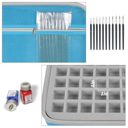 Model Paint Storage Case for Testors, Holds 60 Bottles, Paints Not Included - color: Blue
