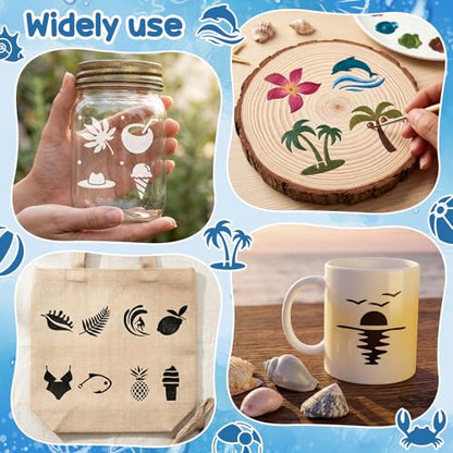 Fainne 100 Pcs 1.5 Inch Hawaii Theme Small Stencils for Crafts - style: Hawaii