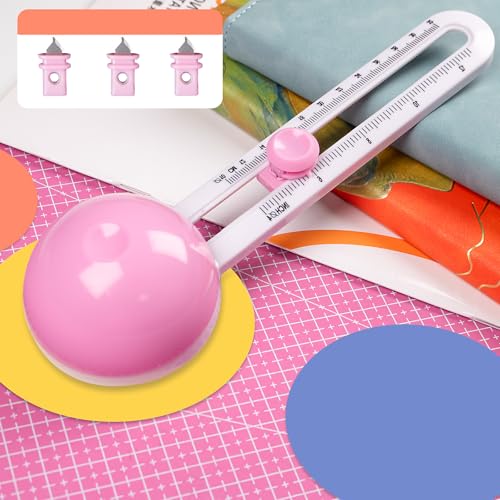 Circle Cutters with 3 blades, Cut Circle Diameter 4'' to 12.5'', Pink - color: Pink