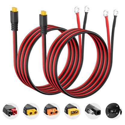 XT60 Female to O Ring Terminal Cable 10AWG Extension Cable Compatible with Lipo Batterie (XT60 Female, 2FT, 10AWG, 2Pieces) - color: XT60 Female to O Ring, size: Length:2FT; 2Pieces, style: 10AWG Cable