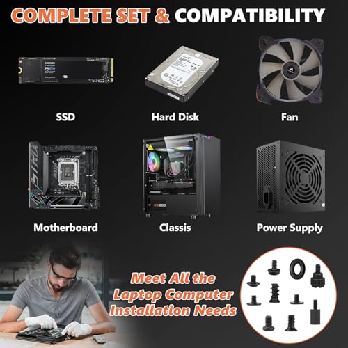 522Pcs Computer Screws Kit, M3 6-32 Motherboard Standoffs for SSD - color: 522Pcs Black Pc Screws