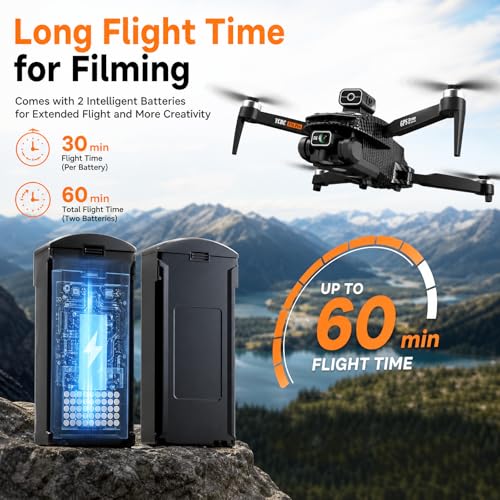 GPS Drones with 4K Camera for Adults EIS, 5G RC Drone with 4.5" HD Screen - color: Black