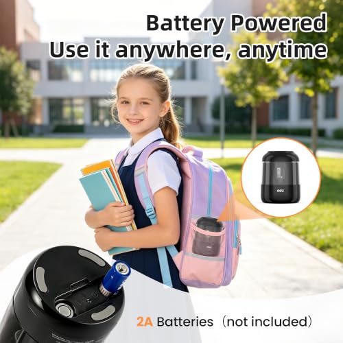 deli Electric Pencil Sharpener, Battery Operated, 6.5–8mm for Classroom - color: Black